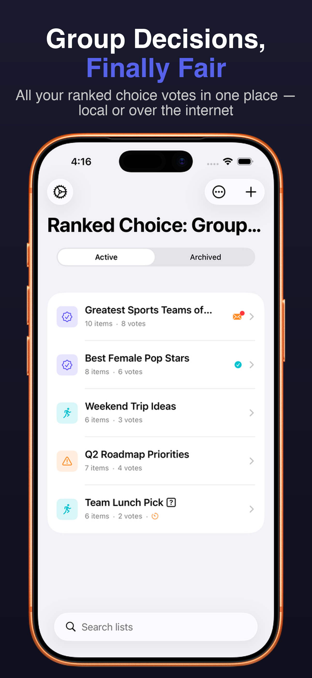 Ranked Choice: Group Vote screenshot 1